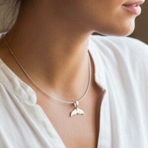 Sterling Silver 925 Whale Tail Torc Collar Choker Necklace 17.5 in Circumference